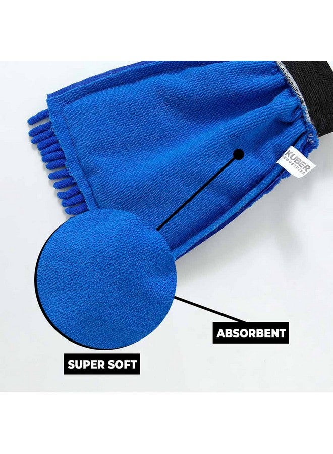 Kuber Industries Kuber Industries Chenille Dry Mitt Gloves|Multi-Purpose Gloves For Kitchen, Home & Laptop Cleaning|Lint & Scratch Free|Super Absorbent|Blue - Image 5