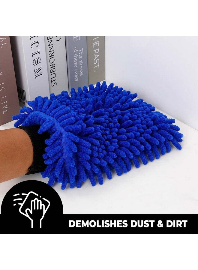 Kuber Industries Kuber Industries Chenille Dry Mitt Gloves|Multi-Purpose Gloves For Kitchen, Home & Laptop Cleaning|Lint & Scratch Free|Super Absorbent|Blue - Image 4