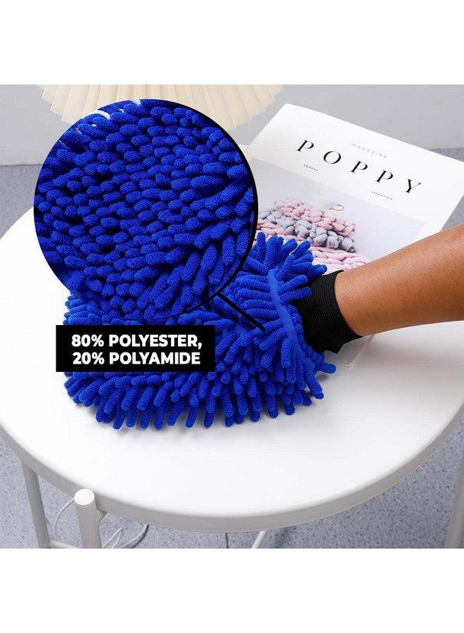 Kuber Industries Kuber Industries Chenille Dry Mitt Gloves|Multi-Purpose Gloves For Kitchen, Home & Laptop Cleaning|Lint & Scratch Free|Super Absorbent|Blue - Image 3