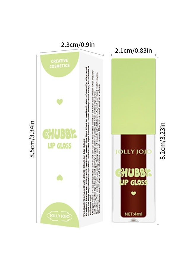 JOLLY JOJO Chubby Lip Gloss- Hydrating Lip Oil Tinted, Long Lasting Plumping Lip Balm Lip Care Moisturizing Lip Gloss (#06) - Image 5