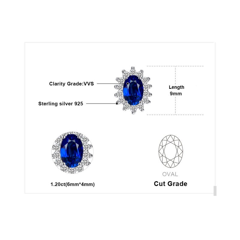 JewelryPalace Princess Diana Kate Middleton Class Gemstone Birthstone Cleated Sapphire Simulated Emerald Stud Earrings for Women, 14k Gold Plated 925 Sterling Silver Earrings for Women, Earings Set - Image 2