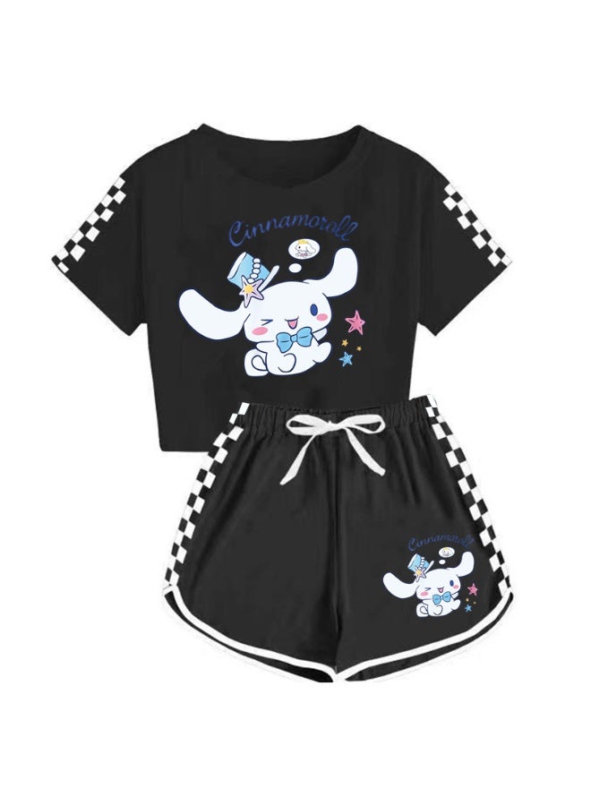 Cinnamon dog men's and women's children's T-shirt shorts printed sports suit the best gift for family and friends - Image 1