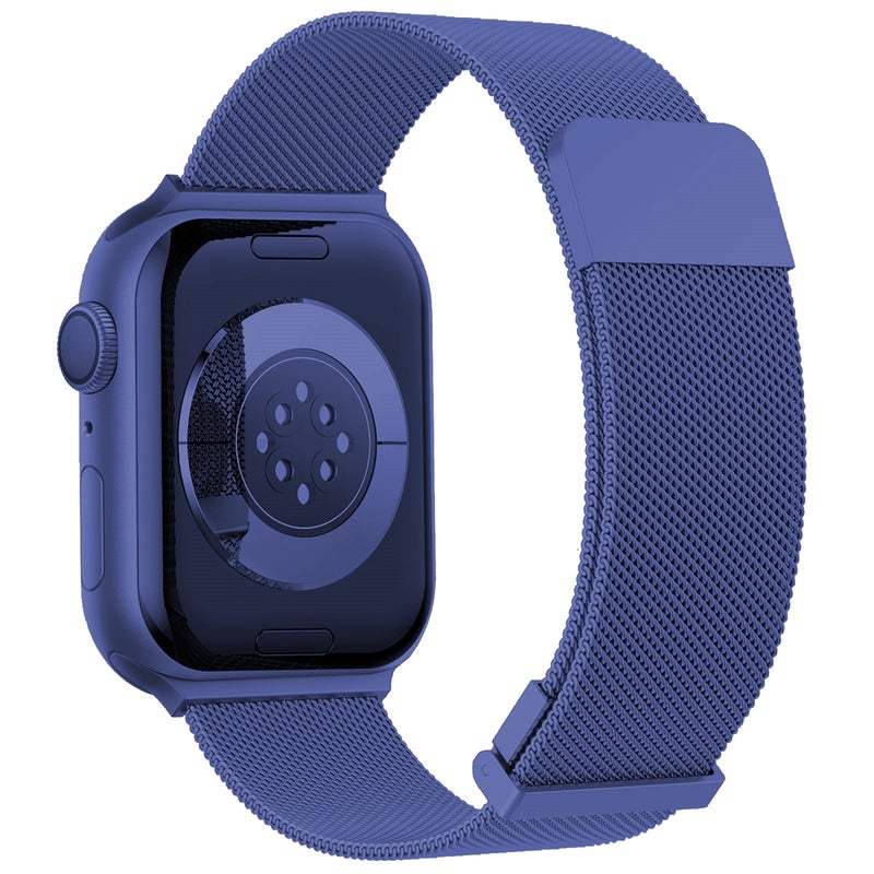 CHOiCE For Watch 8 45mm Milan Double Magnetic Steel Mesh Watch Band(Blue) - Image 2