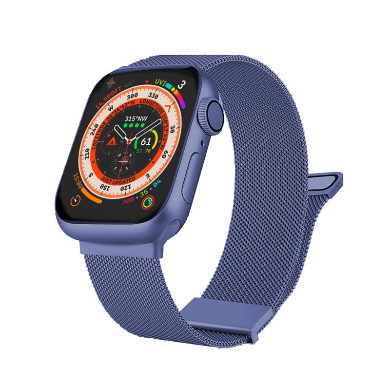 CHOiCE For Watch 8 45mm Milan Double Magnetic Steel Mesh Watch Band(Blue) - Image 1