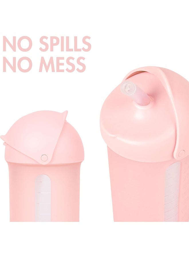 Boon Swig Insulated Silicone Straw Sippy Cup - Flip Top Spill Proof Toddler Straw Cups - Baby and Toddler Feeding Supplies - Baby Travel Essentials - 9 Oz - Pink - Image 3