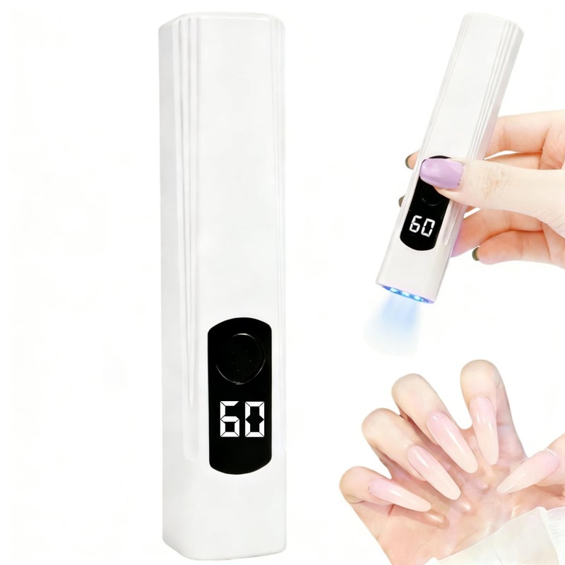 Kylara Handheld UV Light for Gel Nails,60Min Long-Lasting Mini UV Nail Lamp with LED Screen,Cordless LED Nail Dryer for Quick Manicures Portable Fast Cure Lamp for Nail Art,Home and Travel Use-White - Image 1