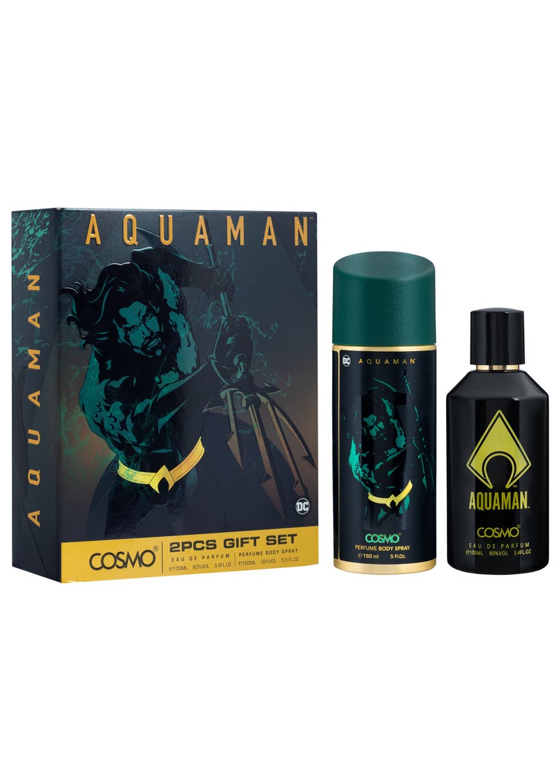 COSMO Cosmo WB 2 Piece Gift Set Aquaman 100ml Edp + 150ml Body Spray  - Image 1