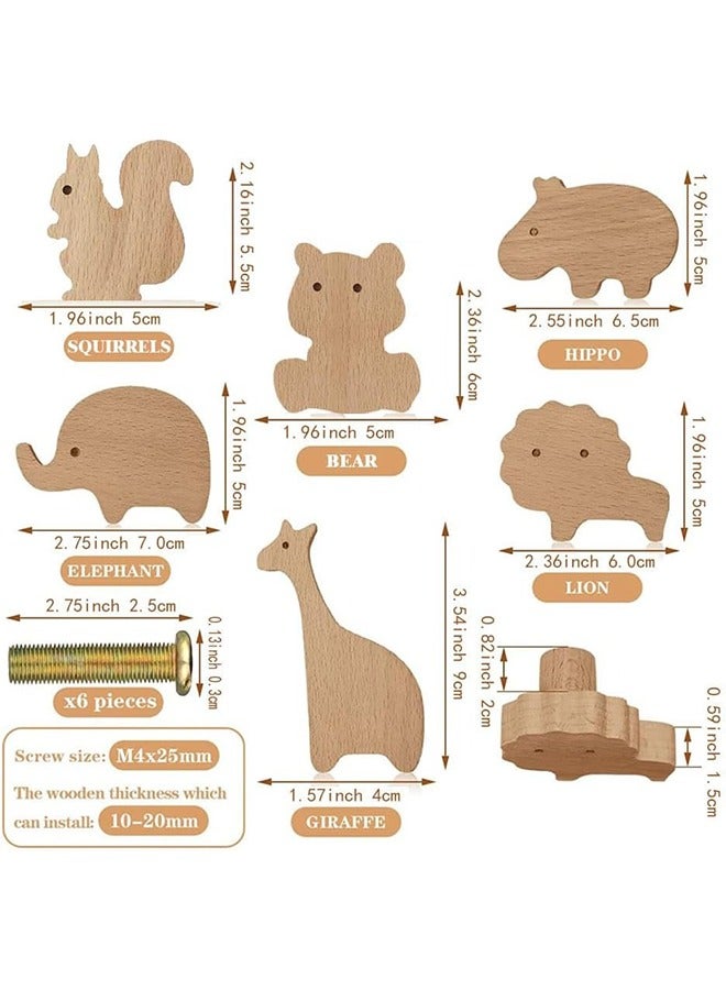 DAREU Wooden Forest Animal Cabinet Knobs (Set of 6) – Decorative Drawer Pulls & Kids Nursery Furniture Handles with Screws - Image 2