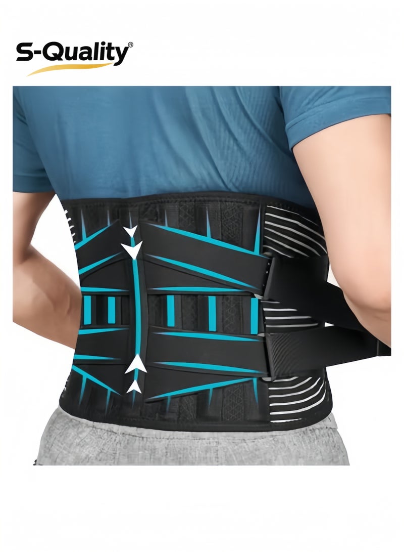 S-Quality Back Brace, Lower Back Pain Relief with 7 Stays, Adjustable Back Support Belt for Work, Back Brace for Lower Back Pain Relief,Anti-skid Lumbar Support for Sciatica Scoliosis for Men and Women - Image 1