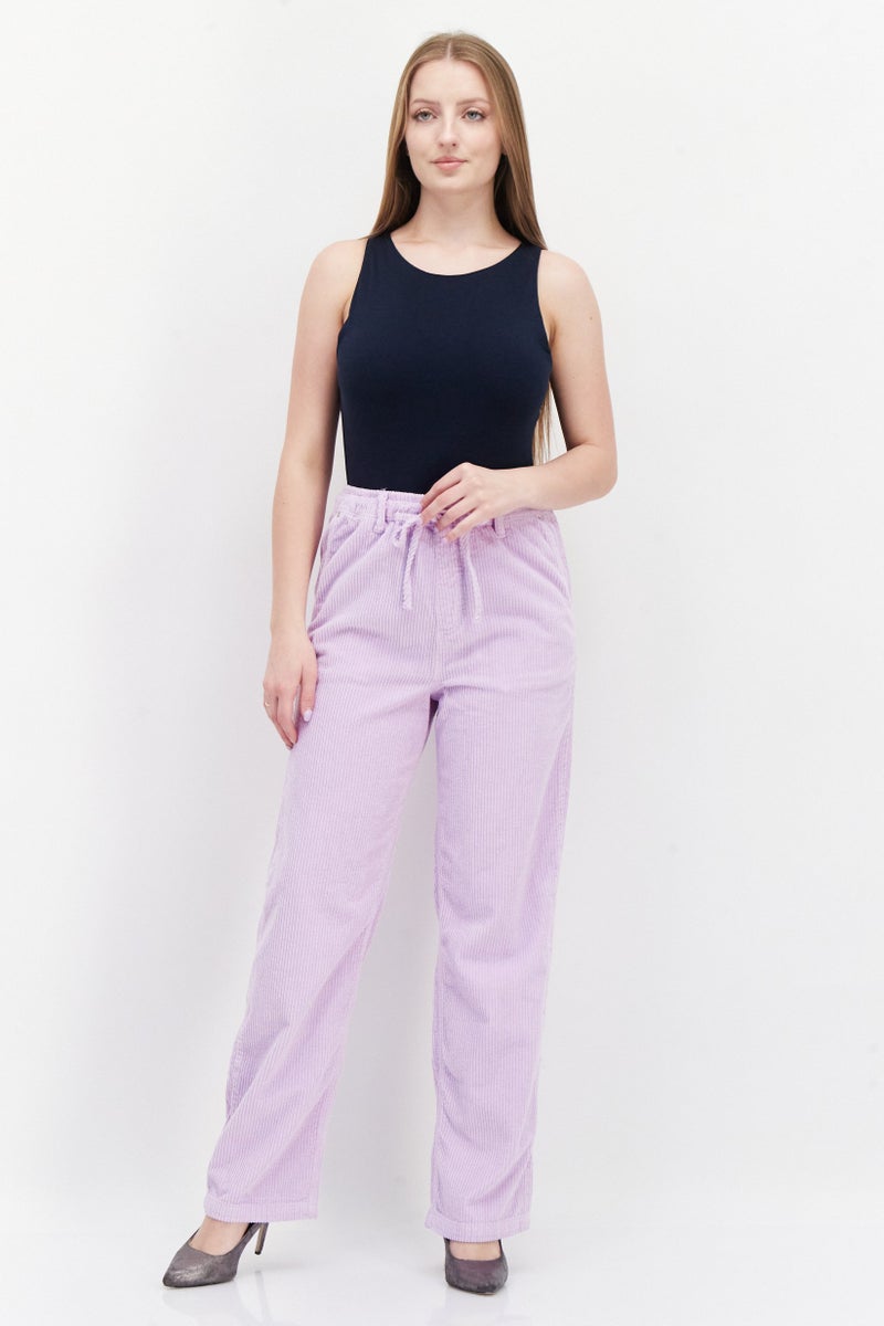 RIVER ISLAND Women Drawstring Wide Leg Pants, Light Purple - Image 4