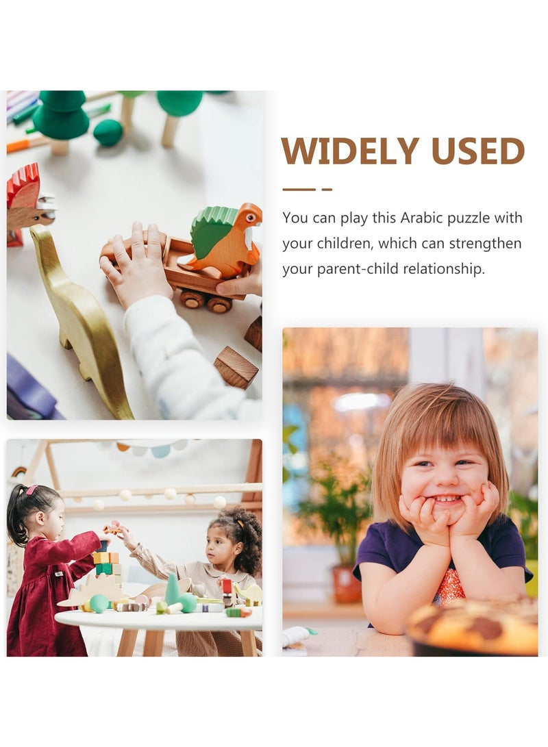 هاي هونور أحجية الحروف الأبجدية العربية الخشبية للأطفال، تعليم مونتيسوري لمرحلة ما قبل المدرسة، لعبة ألغاز قبضة اليد للأطفال ألعاب خشبية تعليمية عربية للأطفال - Image 4