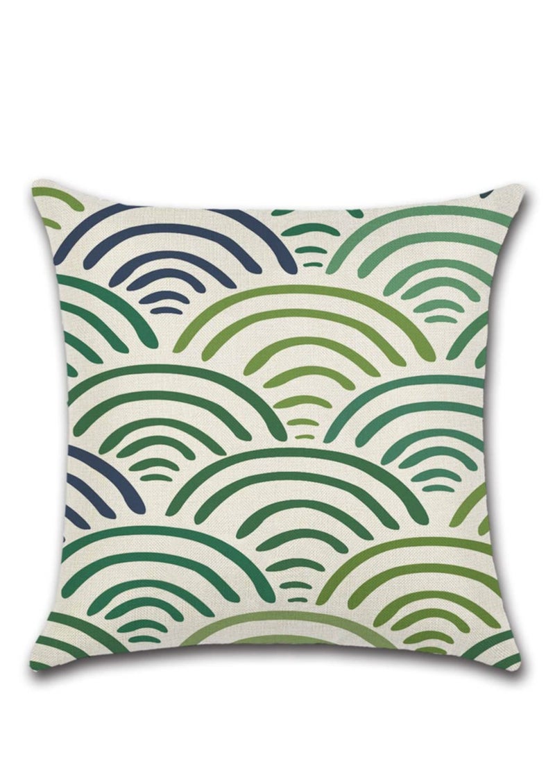 Excefore Outdoor Decorative Cushion Covers 45x45 cm Waterproof Pillow Covers Tropical Leaf Outdoor Cushions Patio Garden Geometric Pillowcases for Bench Sofa Home Decor Set of 4 - Image 2