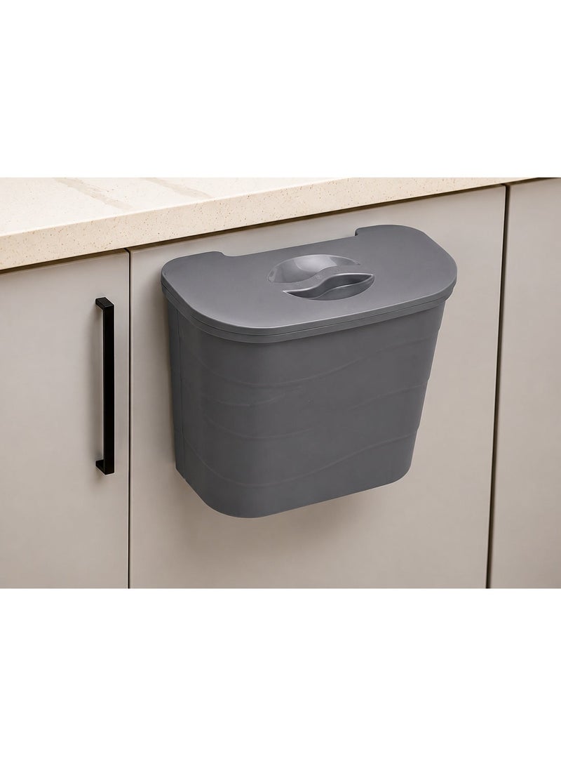 RokShop Hanging Bucket With Lid, Plastic Kitchen Basket Cabinet Door Classification, under Kitchen Sink Trash Bin Organizer-Gray - Image 1
