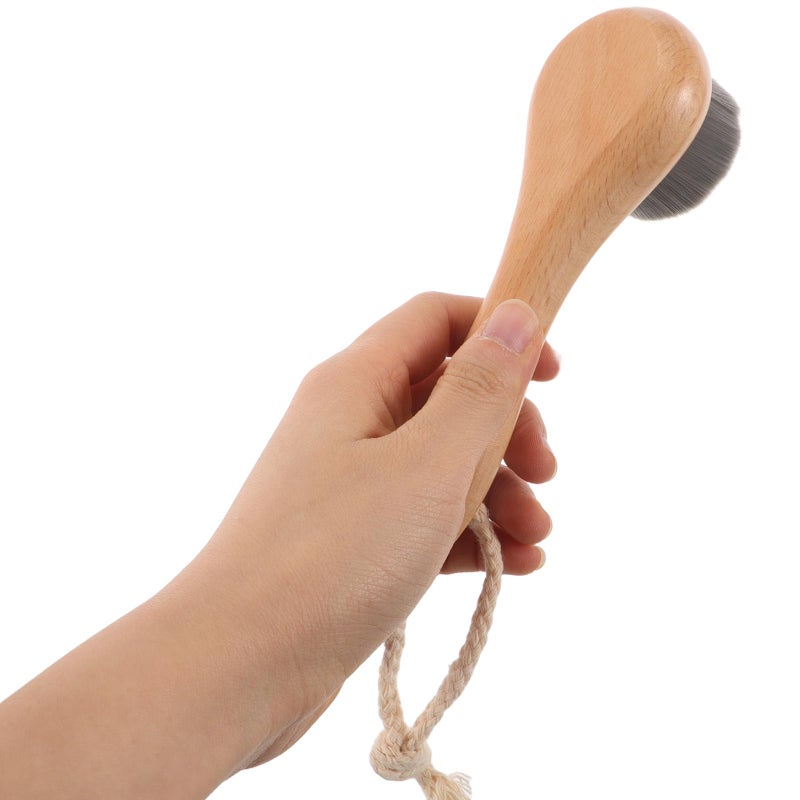 Wood Handle Manual Facial Cleansing Brush Nano Fiber Scrubber For Exfoliating Blackhead Removal - Image 4