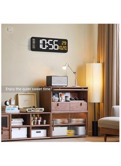 Generic Digital Wall Clock Large Display, 16.2" Large Digital Wall Clock with LED Display Remote Control, Automatic Brightness Dimmer Big Clock with Date Week Temperature  - Image 2