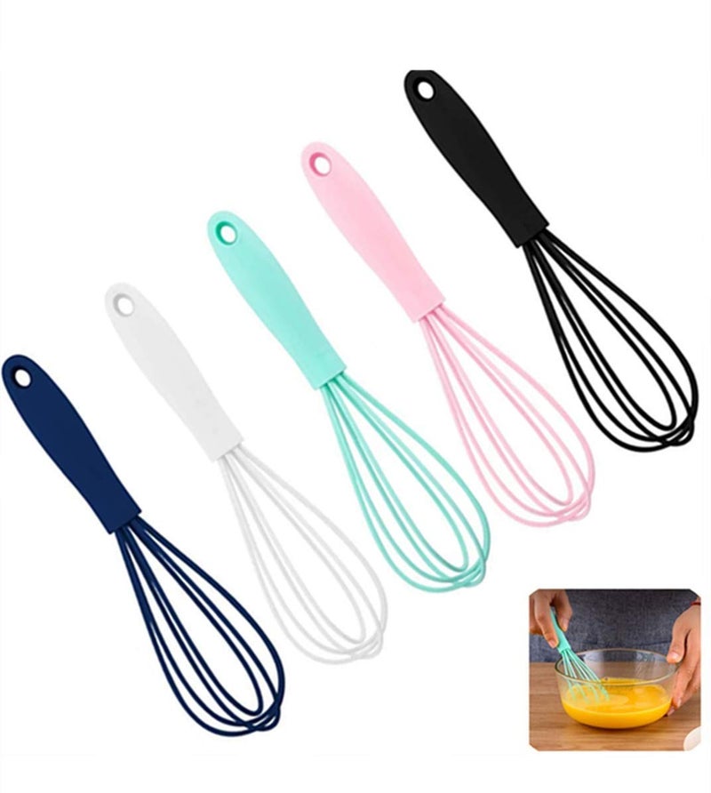 LAPXSNZD Silicone Whisk 5 Pcs Colorful Kitchen Mini Silicone Whisks,Whisk Set Egg Beater for Blending Whisking Beating Stirring Cooking Baking - Image 1