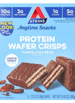 Atkins Anytime Snacks Protein Wafer Crisps Chocolate Creme 5 Bars 1.27 oz (36 g) Each 