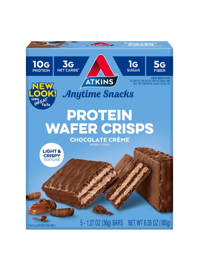 Atkins Anytime Snacks Protein Wafer Crisps Chocolate Creme 5 Bars 1.27 oz (36 g) Each - Image 2