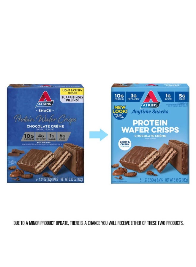 Atkins Anytime Snacks Protein Wafer Crisps Chocolate Creme 5 Bars 1.27 oz (36 g) Each - Image 4