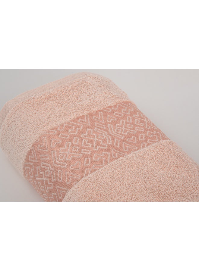 White Rose BLOCKS TOWELS - 500 GSM - 100% Cotton Terry - Jacquard Border- 1 Bath Sheet 85x170 cm- Luxury Touch - Extra Absorbent-Peach  - Image 2