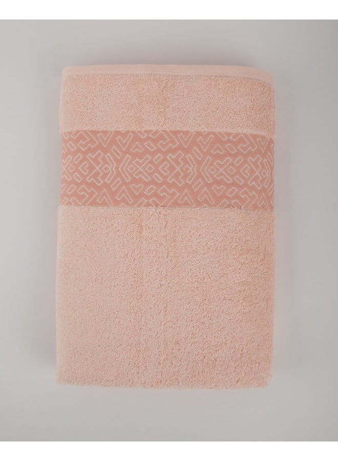 White Rose BLOCKS TOWELS - 500 GSM - 100% Cotton Terry - Jacquard Border- 1 Bath Sheet 85x170 cm- Luxury Touch - Extra Absorbent-Peach  - Image 5