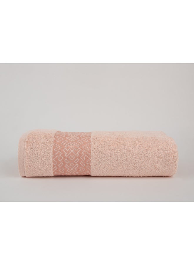 White Rose BLOCKS TOWELS - 500 GSM - 100% Cotton Terry - Jacquard Border- 1 Bath Sheet 85x170 cm- Luxury Touch - Extra Absorbent-Peach  - Image 3