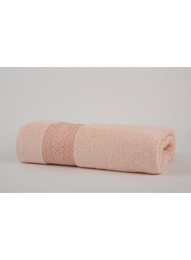 White Rose BLOCKS TOWELS - 500 GSM - 100% Cotton Terry - Jacquard Border- 1 Bath Sheet 85x170 cm- Luxury Touch - Extra Absorbent-Peach  - Image 4
