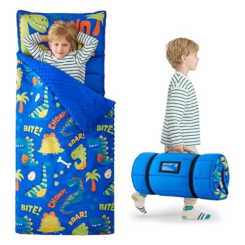 JOIEDOMI Toddler Sleeping Bag for Kids 55x30 Nap Mat with Removable Pillow and Minky Blanket for Toddler Ages 37 Roll Up Soft Kids Sleeping Bag for Boys Girls Kindergarten Daycare Sleepover - Image 1