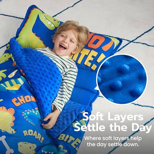 JOIEDOMI Toddler Sleeping Bag for Kids 55x30 Nap Mat with Removable Pillow and Minky Blanket for Toddler Ages 37 Roll Up Soft Kids Sleeping Bag for Boys Girls Kindergarten Daycare Sleepover - Image 5