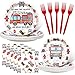 HaPiBiDesign Firetruck Theme Birthday Party Tableware Set with Plates Napkins and Forks - Image 3