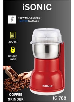 iSONIC Coffee Grinder With Fixed Tank 250 W IG788 Red  - Image 5