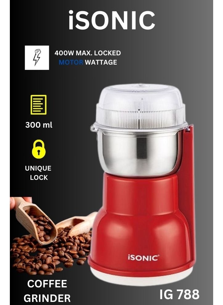 آي سونيك مطحنة قهوة بخزان ثابت 250 وات IG788 أحمر - Image 5