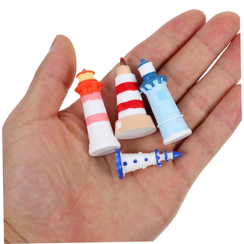 4Pcs Miniature Lighthouse Figurines Resin Tabletop Decor Ocean Theme Statues - Image 5