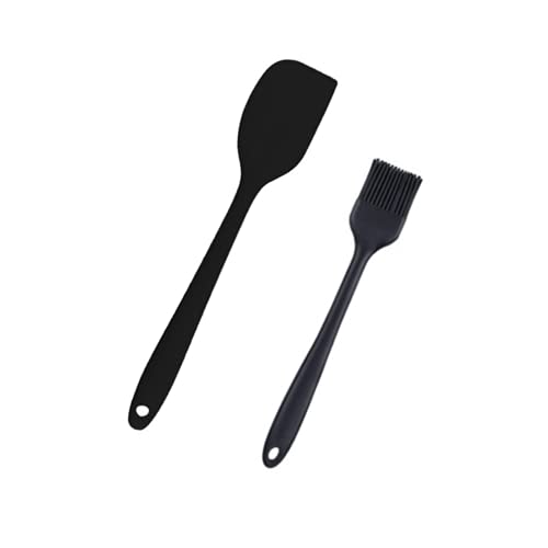 Femora Premium Virgin Silicone Tools - Big Spatula (1 pc.), Basting Brush (1 pc.), Set of 2, Black - Image 1