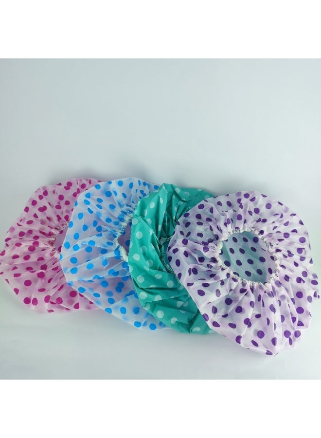Four-Pack Water-Resistant Shower Hair Bonnet – Protects Hair from Water & Moisture - Image 1