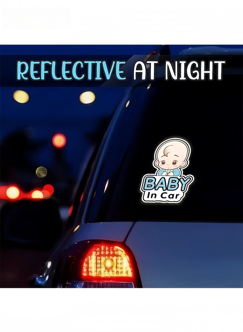 2 Pcs Baby in Car Stickers Sign and Decal for Girl, Baby Car Sticker, Removable Safety Sticker Notice Board, Cute Baby Window Car Sticker, on Board Stickers(Boy Style) - Image 3