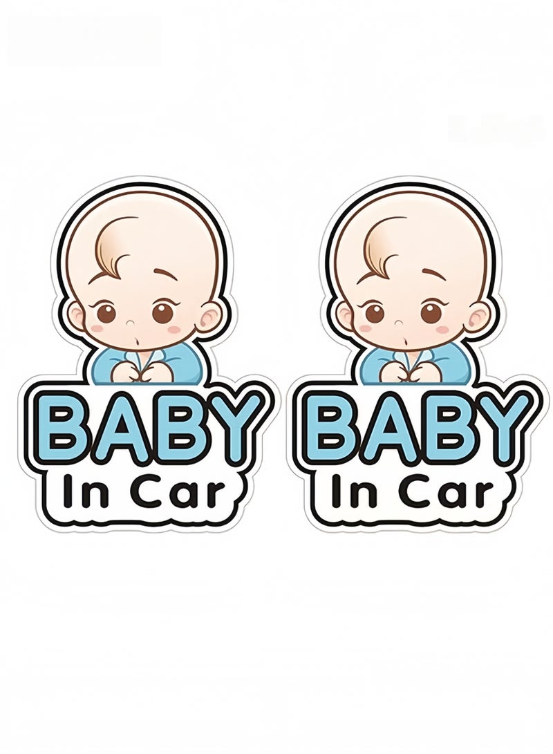 2 Pcs Baby in Car Stickers Sign and Decal for Girl, Baby Car Sticker, Removable Safety Sticker Notice Board, Cute Baby Window Car Sticker, on Board Stickers(Boy Style) - Image 1