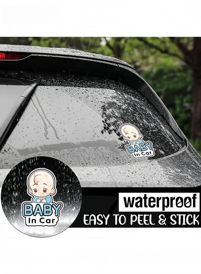 2 Pcs Baby in Car Stickers Sign and Decal for Girl, Baby Car Sticker, Removable Safety Sticker Notice Board, Cute Baby Window Car Sticker, on Board Stickers(Boy Style) - Image 4