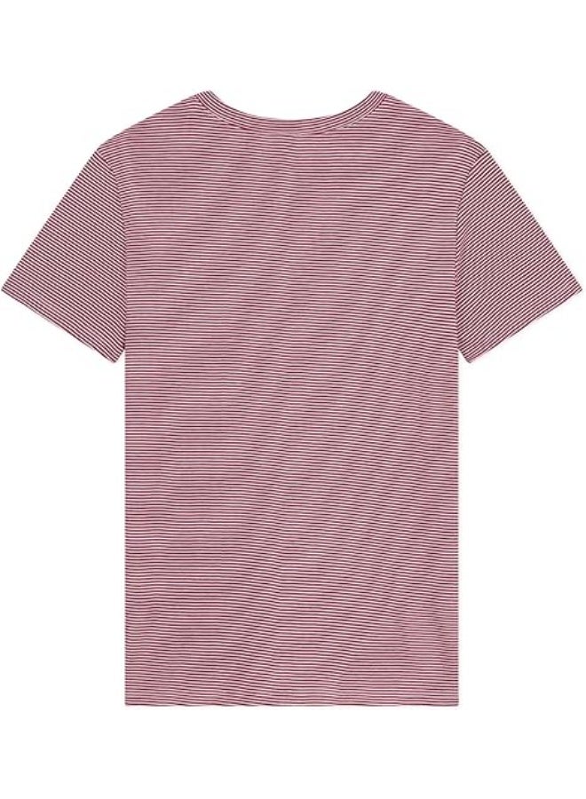 Blend Men’s Striped T-Shirt – Red & White Slim Fit Crew Neck Cotton Casual Tee - Image 1