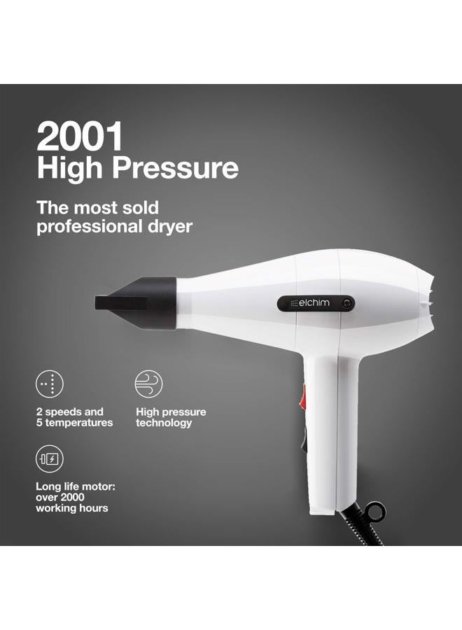 ELCHIM Classic 2001 Hair Dryer: Light 1875 Watt Quick Dry Professional Salon Blow Dryer - White - Image 2
