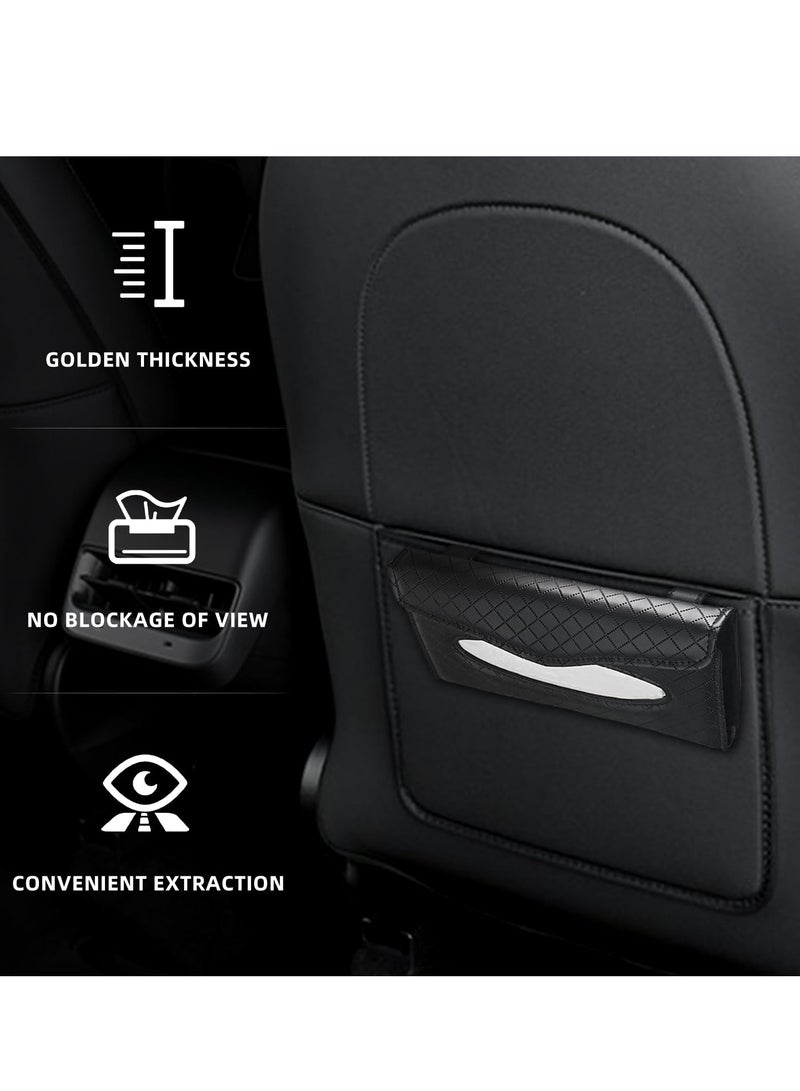 Car Visor Tissue Holder, Car Tissue Holder, Dispenser Hanging Paper Towel Holder Case, PU Classic Check Leather Backseat Tissue Box Holder for Car/Truck Car Accessories(Black)