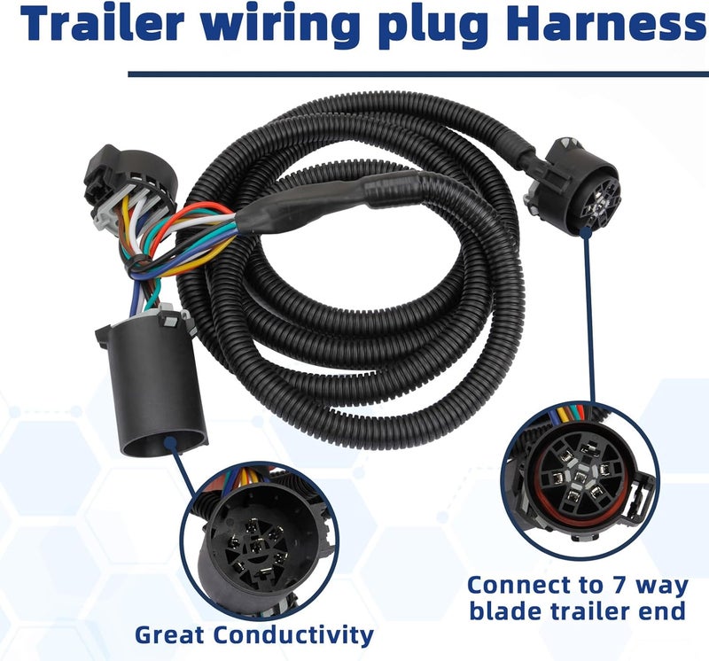 MITZONE 7-Foot 7-Pin Truck Bed Trailer Wiring Plug Harness Extension for Ford F-Series - Image 3