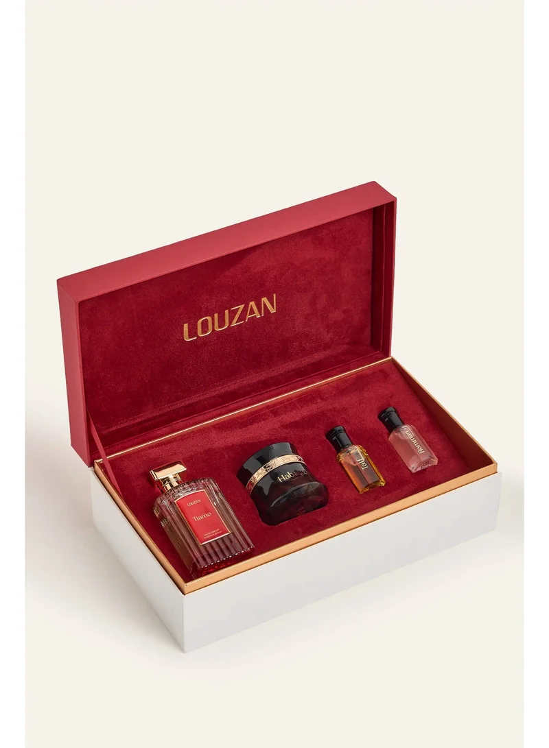 لوزان مجموعة عطور لوزان إمبريال للجنسين من 4 عطور – تيامو، حبايب، رمان وطائف | روائح زهرية ومسكية وخشبية وعنبرية