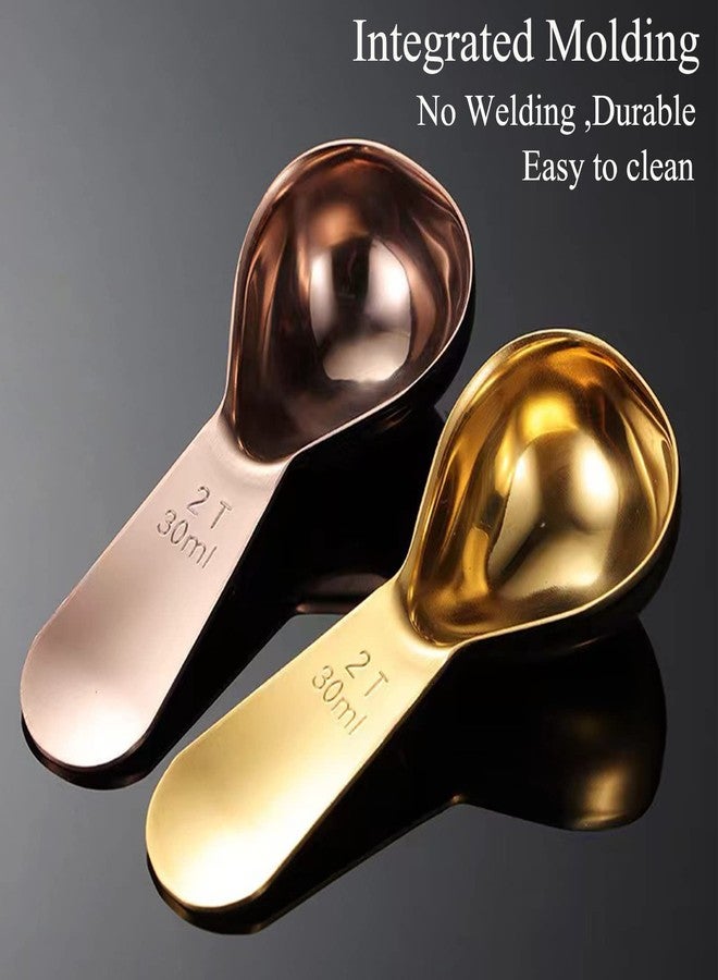 ITXIYC Measuring Spoon Coffee Scoop 2 Tablespoon Reusable 18/8 Stainless Steel Titanium plating Good Size For Coffee Canister Easy To Storage(Rose Golden 1 Set) - Image 2