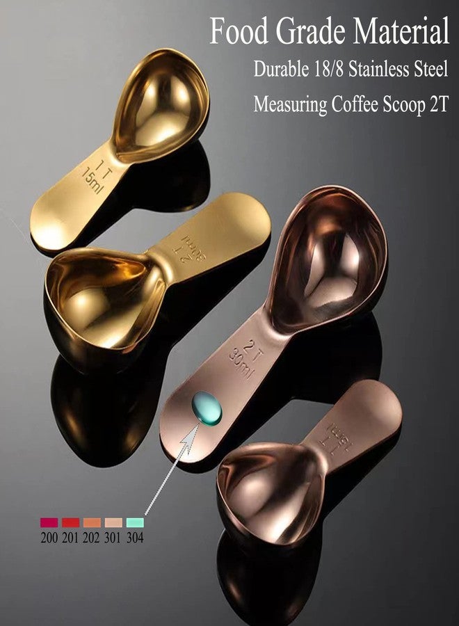 ITXIYC Measuring Spoon Coffee Scoop 2 Tablespoon Reusable 18/8 Stainless Steel Titanium plating Good Size For Coffee Canister Easy To Storage(Rose Golden 1 Set) - Image 3