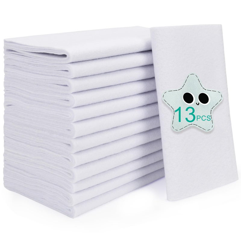 XSEINO 13 Rolls White Felt Fabric,8"x35"(20.5x90cm) 1.4mm Thick Soft Felt Fabric Sheet for Crafts,White Series Colors Soft Nonwoven Fabric,Fit for Decoration, Sewing, DIY Crafts - Image 1