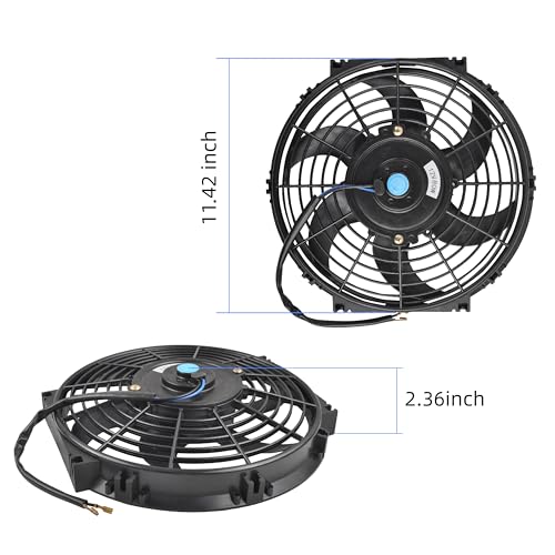 GESEXI 10" Electric Radiator Cooling Fan Assembly Kit, Universal High Performance 12V 80W Motor with Fan Mounting Kit - Black (2 Pack) - Image 4