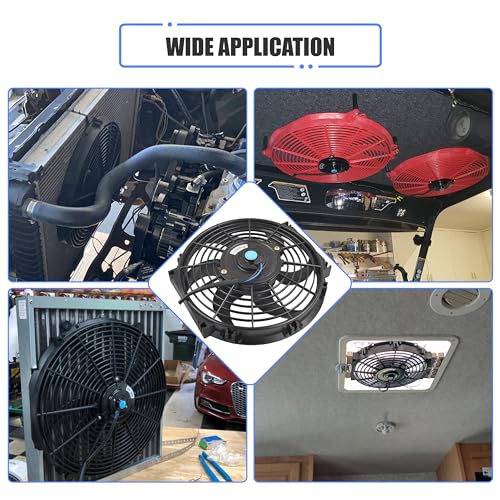 GESEXI 10" Electric Radiator Cooling Fan Assembly Kit, Universal High Performance 12V 80W Motor with Fan Mounting Kit - Black (2 Pack) - Image 5