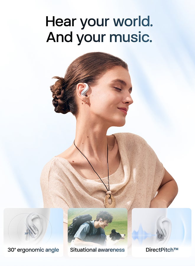 Shokz OpenFit Air 2 Open-Ear Headphones – Lightweight, Bluetooth 6.1, 36-Hour Playtime, Sweat & Water Resistant (IP55), Deep Bass, Workouts & Hiking white - Image 4