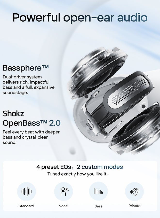 Shokz OpenFit Air 2 Open-Ear Headphones – Lightweight, Bluetooth 6.1, 36-Hour Playtime, Sweat & Water Resistant (IP55), Deep Bass, Workouts & Hiking white - Image 3